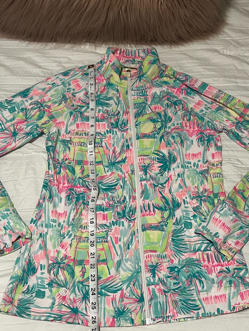 Lilly Pulitzer Tropical Palm-Print Zip Jacket in Pink & Green